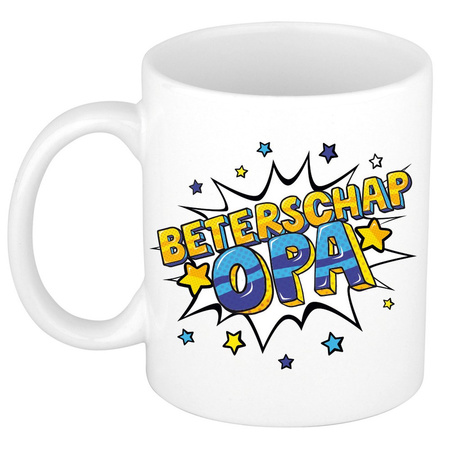 Beterschap opa mug / cup white with stars 300 ml