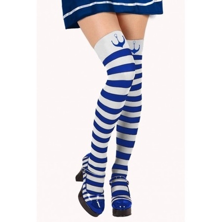 Blue/white sailor stockings for women