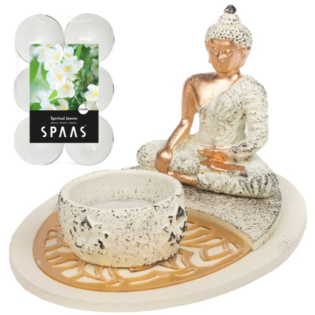 Buddha statue for inside 15 cm with 12x tea lights Spiritual Jasmin