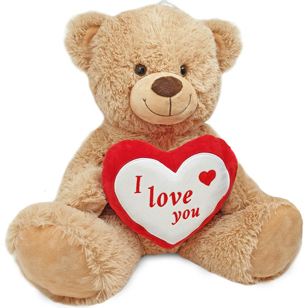 Bruine pluche knuffelbeer/teddybeer 45 cm incl. Valentijnskaart I Love You