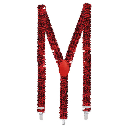 Carnaval outfit suspenders - glitters red - polyester - for adults - one size