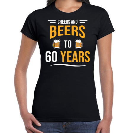Cheers and beers 60 year birthday present shirt black for women