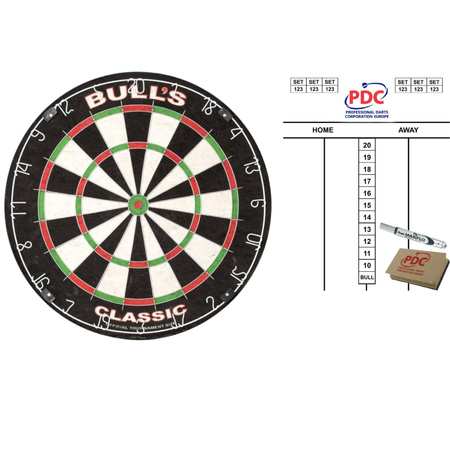 Dartboard Bulls The Classic 45 cm with scoreboard set with marker and wiper 45x30 cm