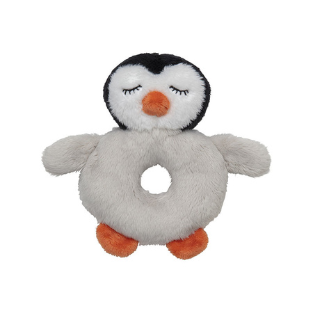 Animal soft toy baby rattle penguin 10 x 15 cm