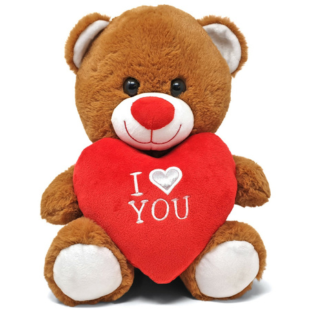 Dark brown plush stuffed bear/teddy bear 30 cm incl. Valentine's card I Love You