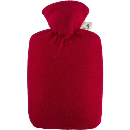 Fleece hot water bottle red 1.8 liters with sleeve