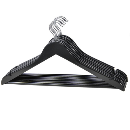 Gerimport - kledingrek - zwart - ijzer - incl. 10x kledinghangers hout