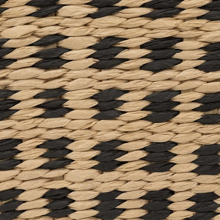 Gevlochten rieten opbergmand vierkant beige/zwart 31 x 31 x 15 cm