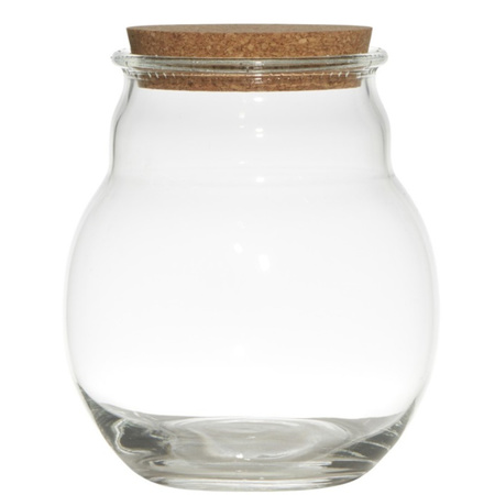 Glass storage/candy jar vase 17 x 20 cm with cork lid