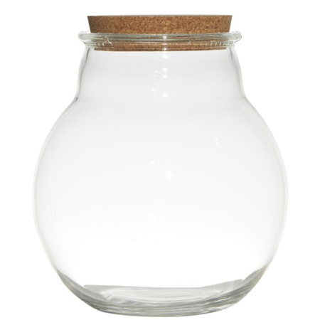 Glass storage/candy jar vase 19 x 21.5 cm with cork lid