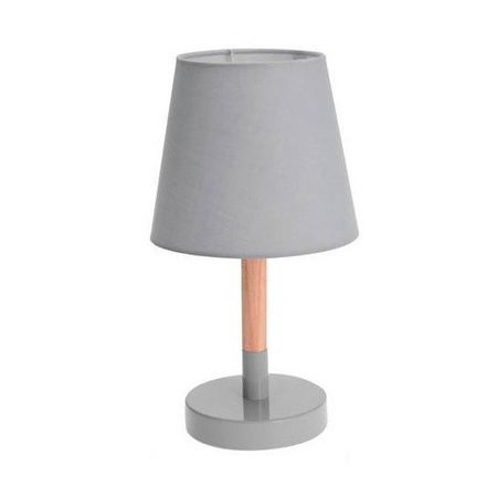 Grey table lamp wood/metal 23 cm