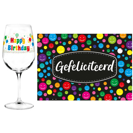 Happy birthday drinkglass for 30th birthday with Gefeliciteerd A5 postcard