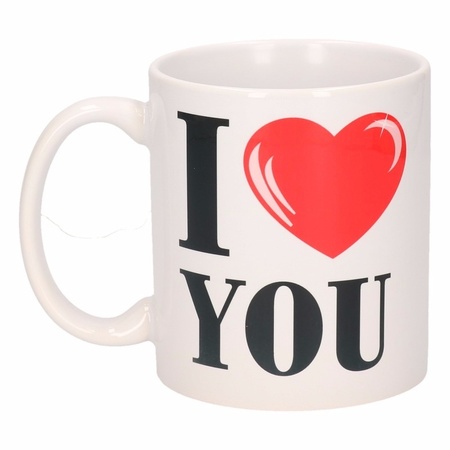 Valentine gift set: Fleece plaid/blanket tiger print 120 x 160 cm with I love you mug