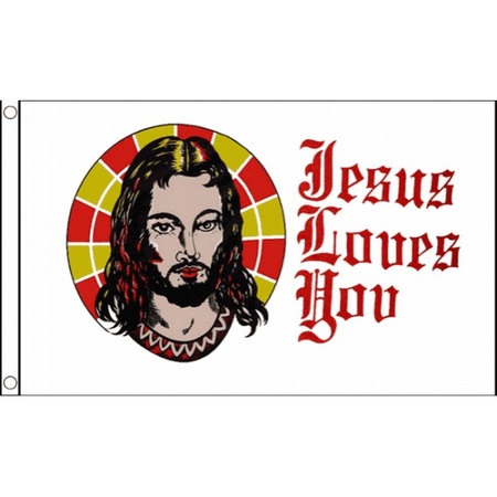 Vlag Jesus loves you 150 x 90 cm
