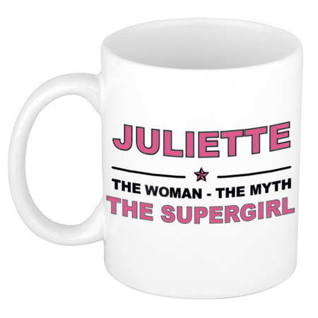 Juliette The woman, The myth the supergirl bedankt cadeau mok/beker 300 ml keramiek