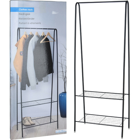  Metal clothingrack with 2 shelves and clothing pendants - metal - 152 cm