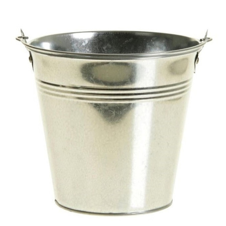 Zinc bucket/flower pot silver 9 cm