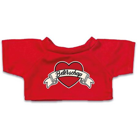 Beterschap pluche teddybeer knuffel 24 cm met rood t-shirt 