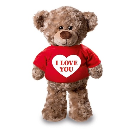 Pluche I love you red teddybear heart 24 cm 