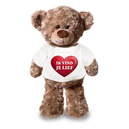 Pluche ik vind je lief teddybear heart 24 cm 