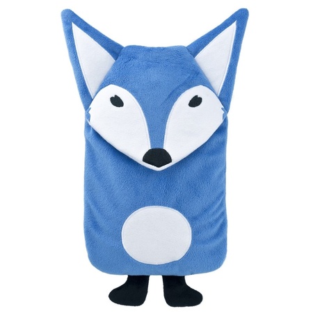 Hot water bottle with blue fox sleeve 0.8 liters
