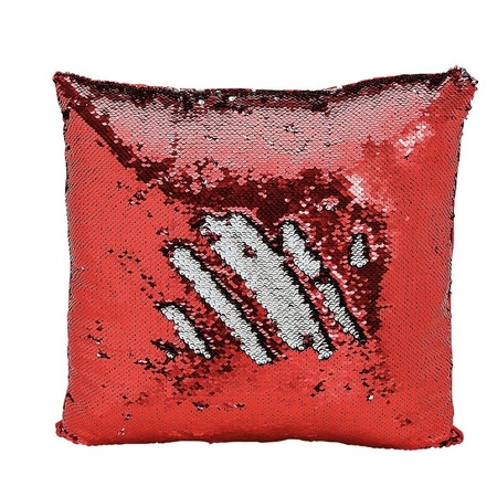 Cushion red metallic with sequins 40 cm