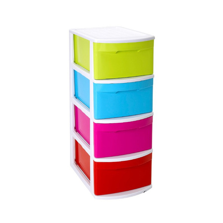 Organiser/dresser multi-color 4x drawers multi-color/white L39 x B28.5 x H78 cm