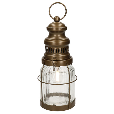 LED light lantern bronze on batteries 12 x 29 cm