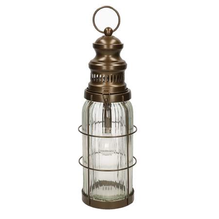 LED light lantern bronze on batteries 12 x 38 cm