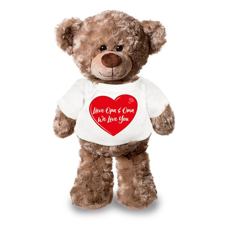 Teddybear with lieve oma en opa we love you t-shirt