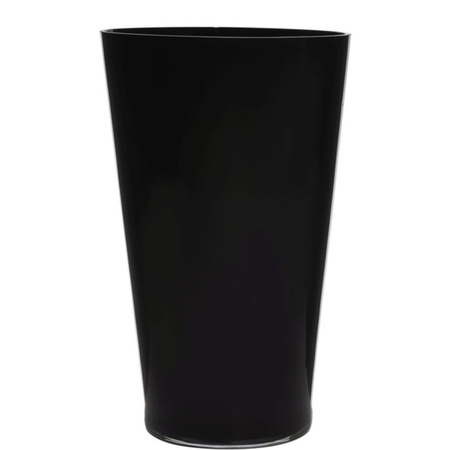 Luxe stijlvolle zwarte conische bloemen vaas/vazen van glas H40 x B25 cm