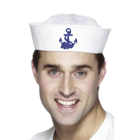Carnaval ship sailors hat - with maritime tattoo set - white - for adults