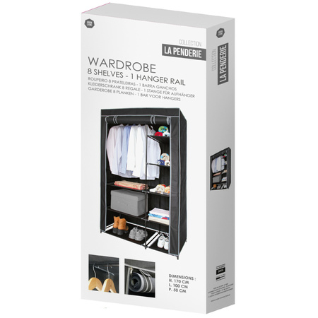 Mobile wardrobe - 100 x 50 x 170 cm - incl. clothes hanger set 10x