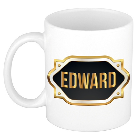 Name mug Edward with golden emblem 300 ml