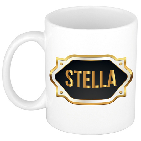 Naam cadeau mok / beker Stella met gouden embleem 300 ml