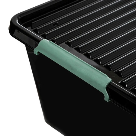 Storage box/organizer with lid plastic 60 liter 58 x 39 x 35 cm black
