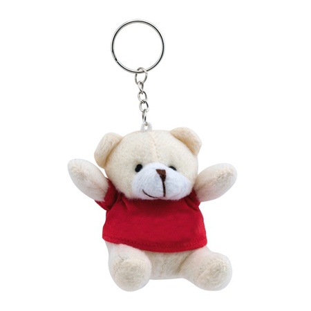 Rode teddybeer sleutelhanger 8 cm