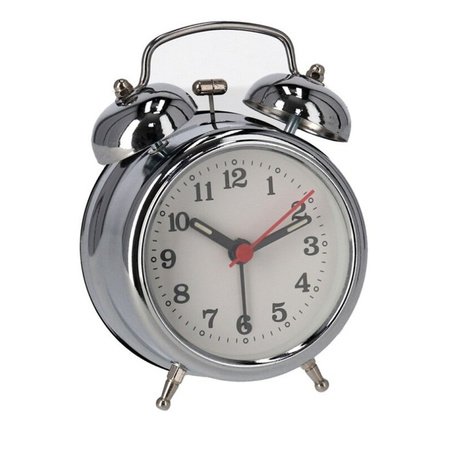 Retro alarm clock silver 12 cm made of metal