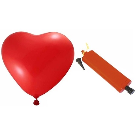 Red hearts balloons 36 pieces with balloon pump