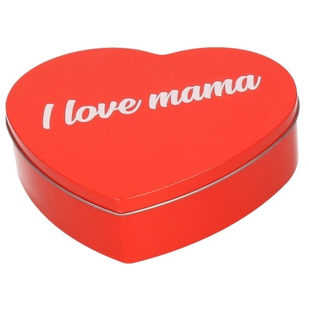 Red I Love Mama heart gift/storage tin 18 cm