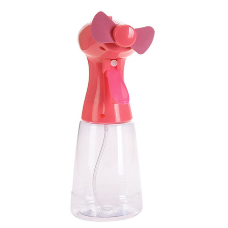 Pink hand ventilator with water sprayer 22 cm