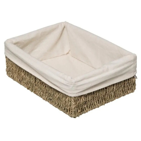 Set of 2x home/bathroom storage boxes seagrass with coton cover