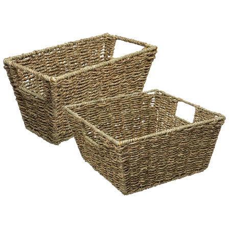 Set of 2x home/bathroom storage boxes of seagrass