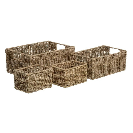Set of 4x home/bathroom storage boxes seagrass