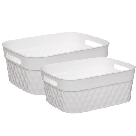 Set of 4x home/bathroom storage boxes plastic rectangular white