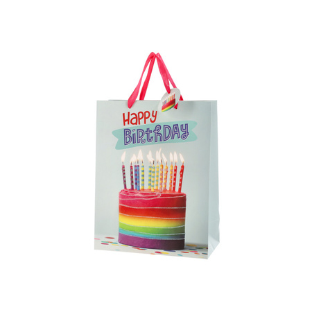 Set of 4x pieces paper giftbags birthday cake 25 x 32 x 12 cm