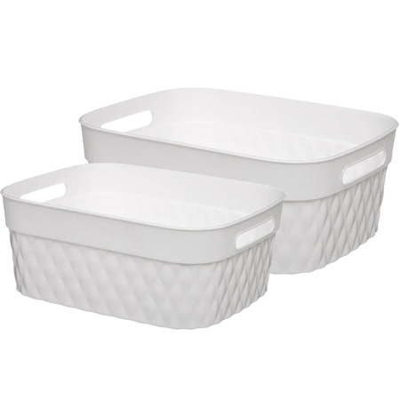 Set of 6x home/bathroom storage boxes plastic rectangular white