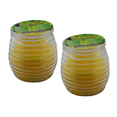 Setje van 2x citronella muggen kaarsen in glas 8.5 cm