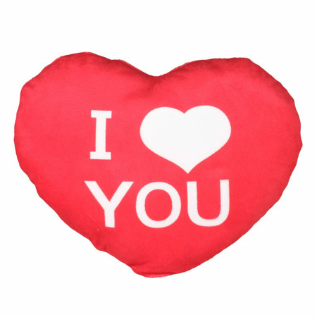 I Love You Set - Hartjes kussen met ansichtkaart - Rood - 25 cm
