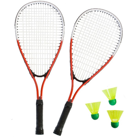 Sterke badminton set rood/wit met 3 shuttles en opbergtas